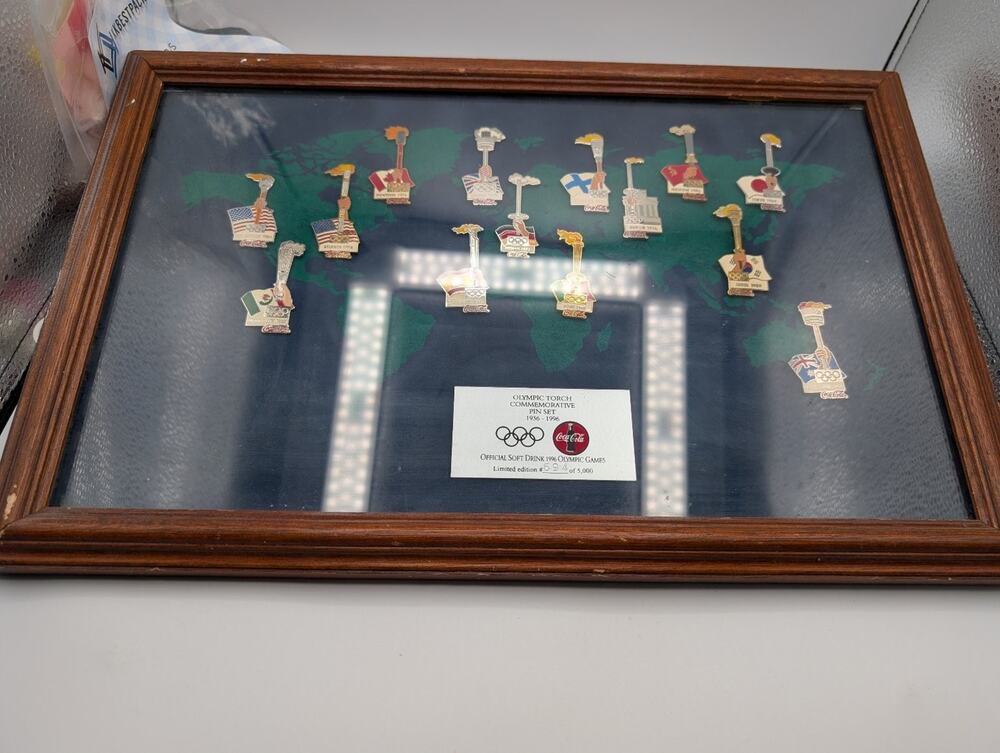 Coca-Cola Olympic Torch Commemorative Pin Set 1936-1996 Limited Edition 594/5000